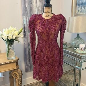 MICHAEL KORS Designer Rare Purple Nude lace cocktail dress S 4 wedding dress
